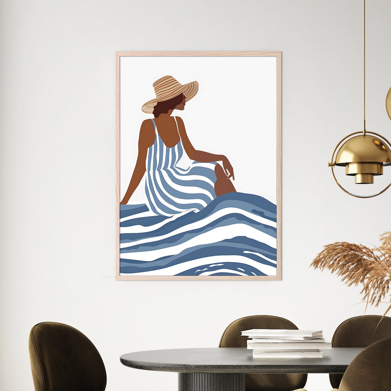 wall-art-print-canvas-poster-framed-The Girl In the Striped Dress-2