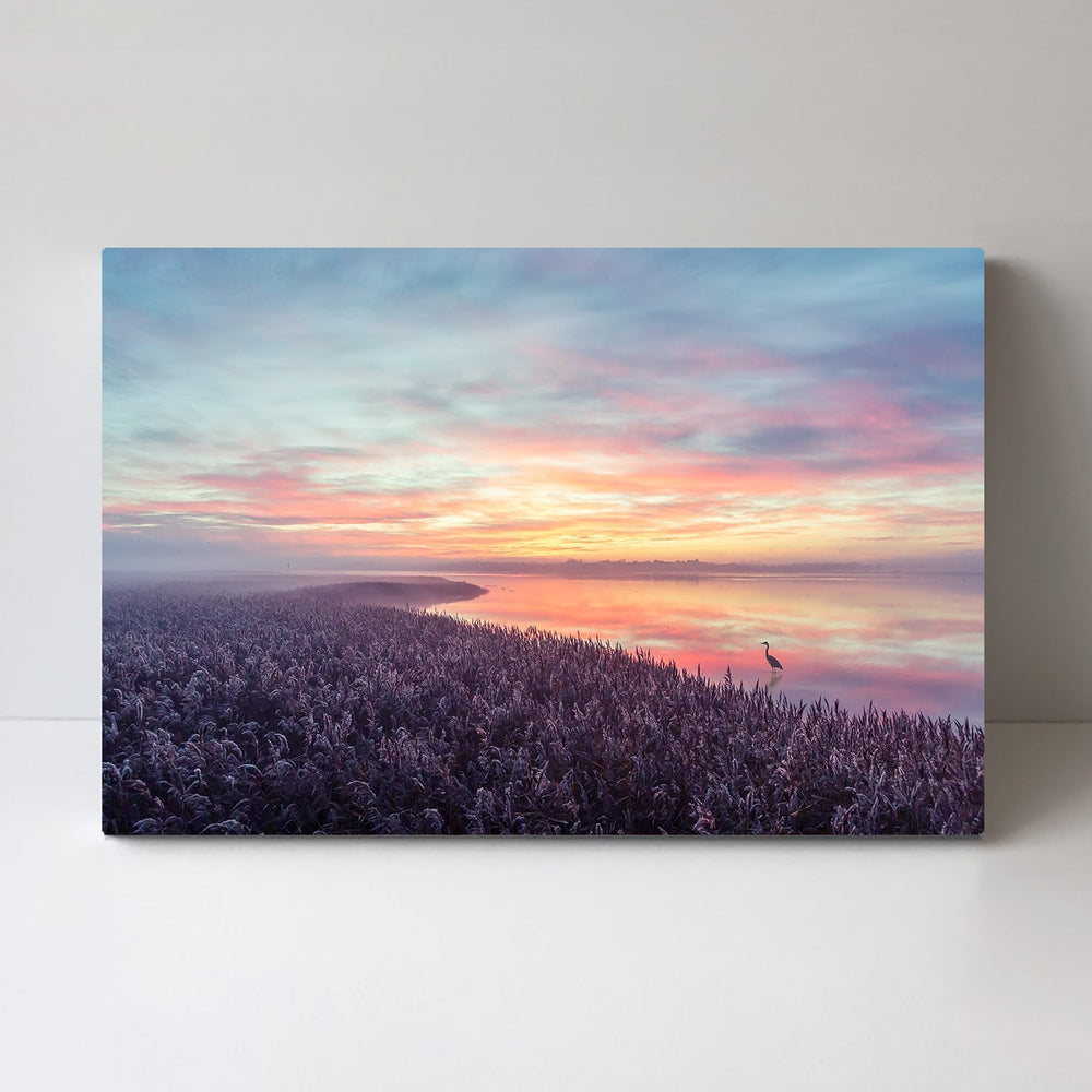 wall-art-print-canvas-poster-framed-The Heron'S Morning View, By Leif Løndal-by-Plus X Studio-Gioia Wall Art