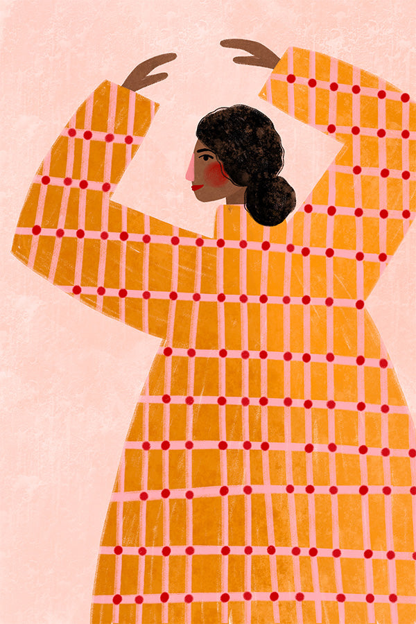 wall-art-print-canvas-poster-framed-The Woman With the Checked Dress-1