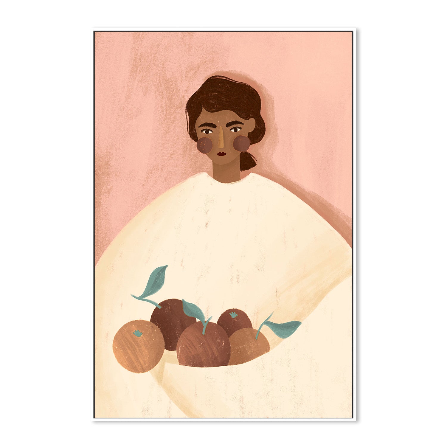 wall-art-print-canvas-poster-framed-The Woman With The oranges, Peach tone-5