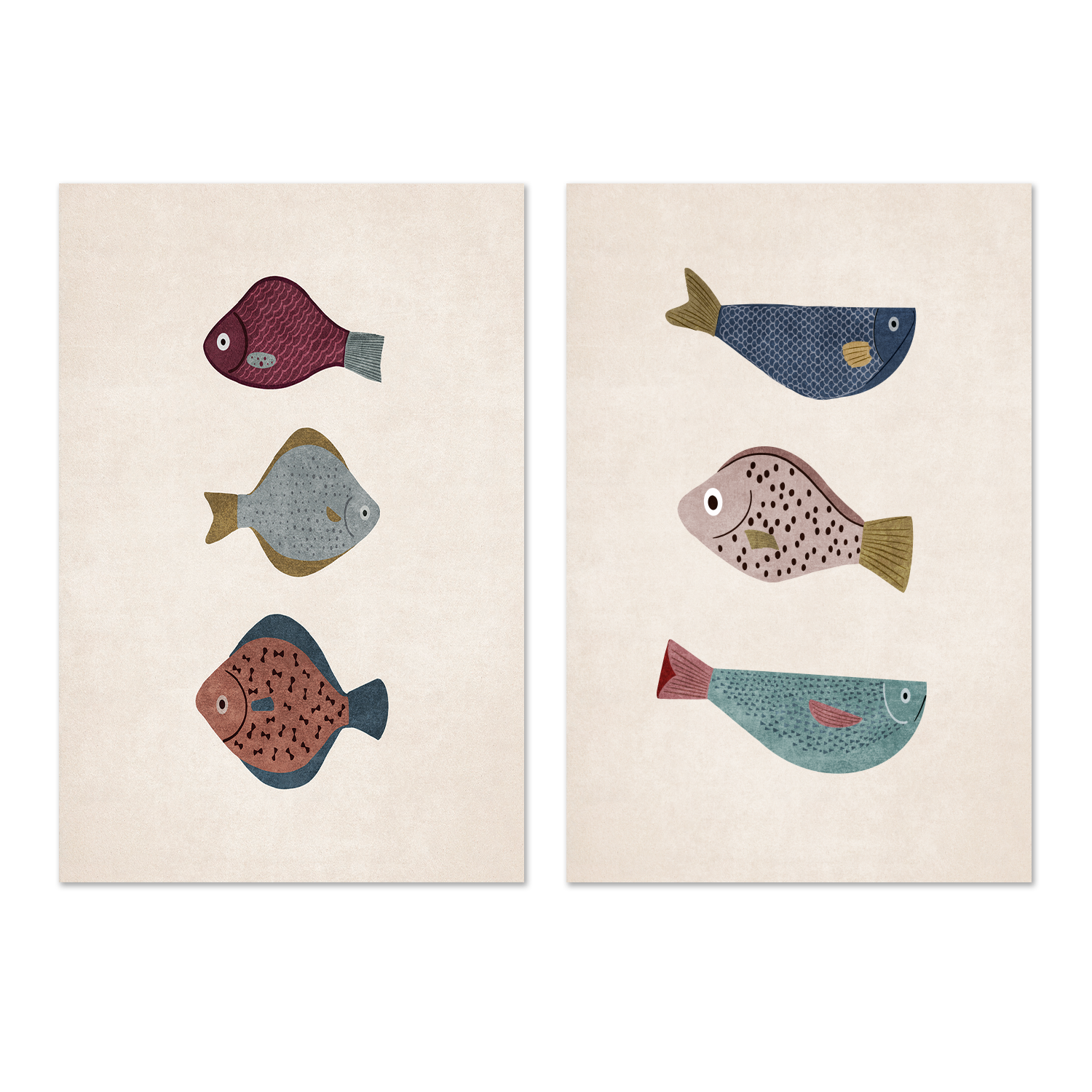 wall-art-print-canvas-poster-framed-Three Fish, Style A & B, Set Of 2 , By Emel Tunaboylu-GIOIA-WALL-ART