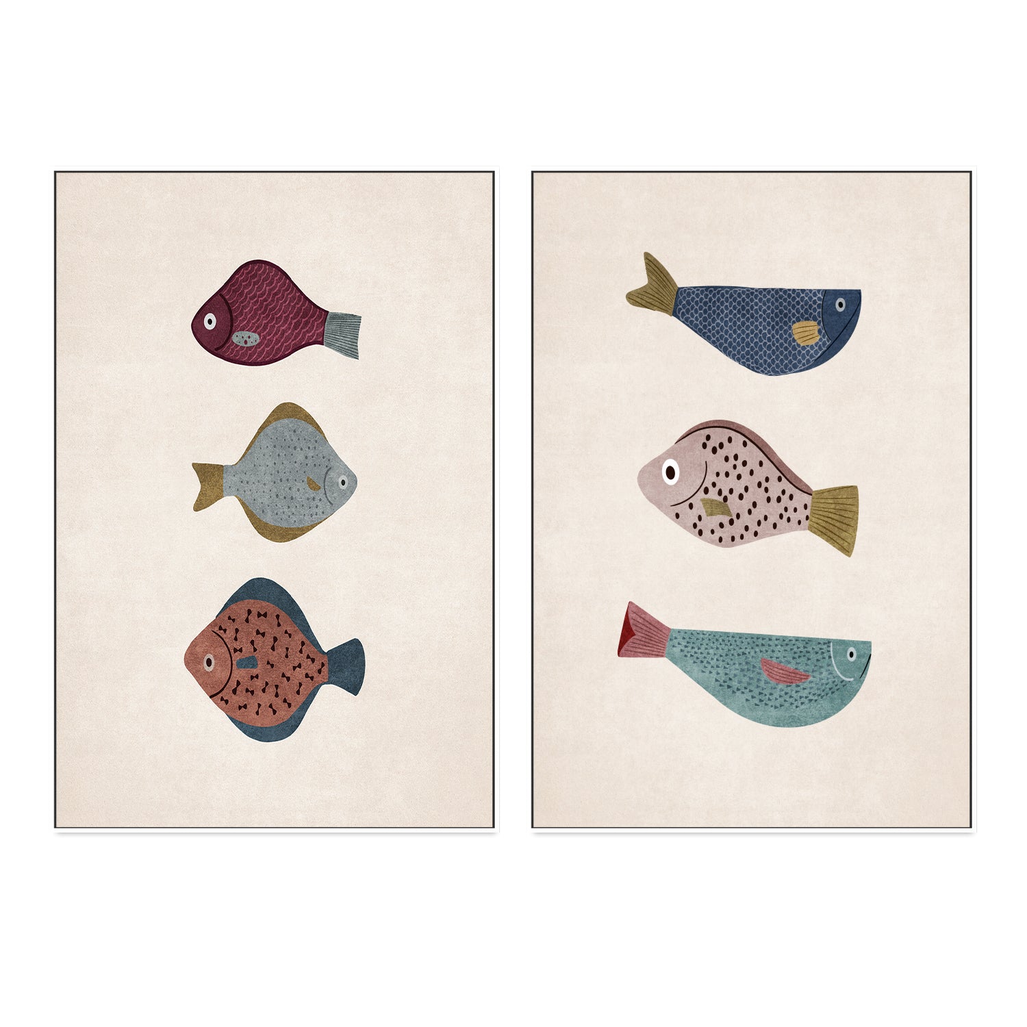 wall-art-print-canvas-poster-framed-Three Fish, Style A & B, Set Of 2 , By Emel Tunaboylu-GIOIA-WALL-ART