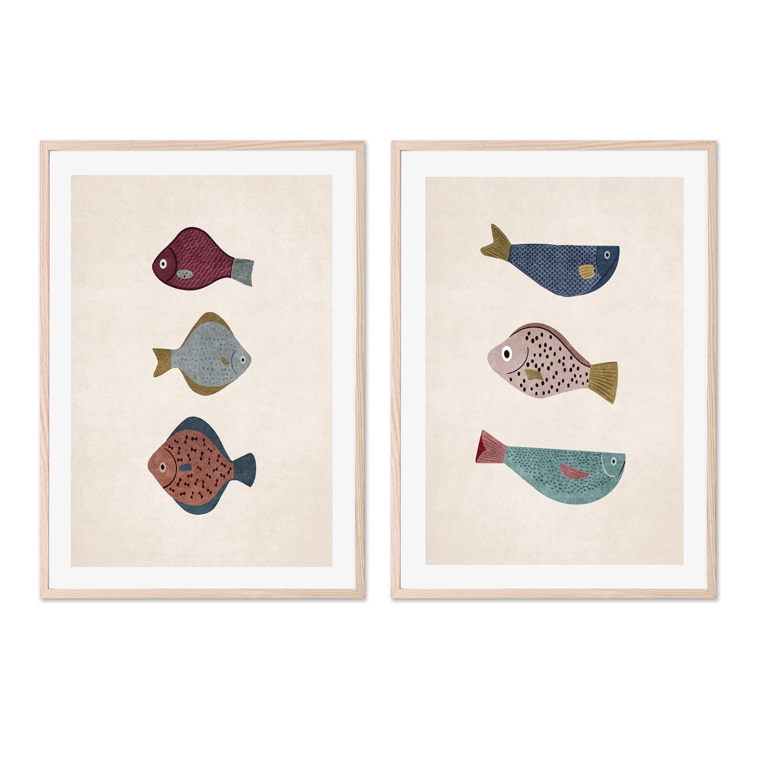 wall-art-print-canvas-poster-framed-Three Fish, Style A & B, Set Of 2 , By Emel Tunaboylu-GIOIA-WALL-ART
