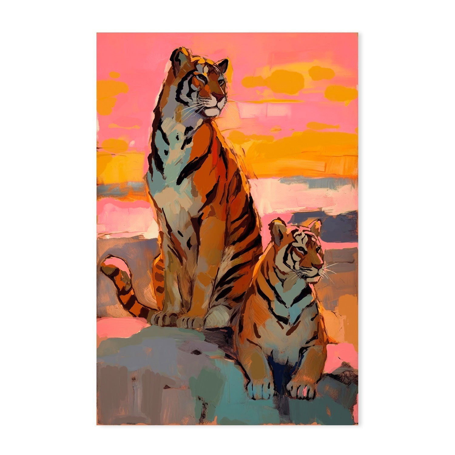 wall-art-print-canvas-poster-framed-Tigers At Sunset , By Treechild-GIOIA-WALL-ART