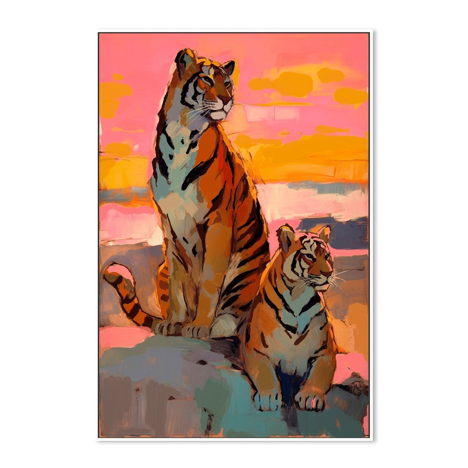 wall-art-print-canvas-poster-framed-Tigers At Sunset , By Treechild-GIOIA-WALL-ART