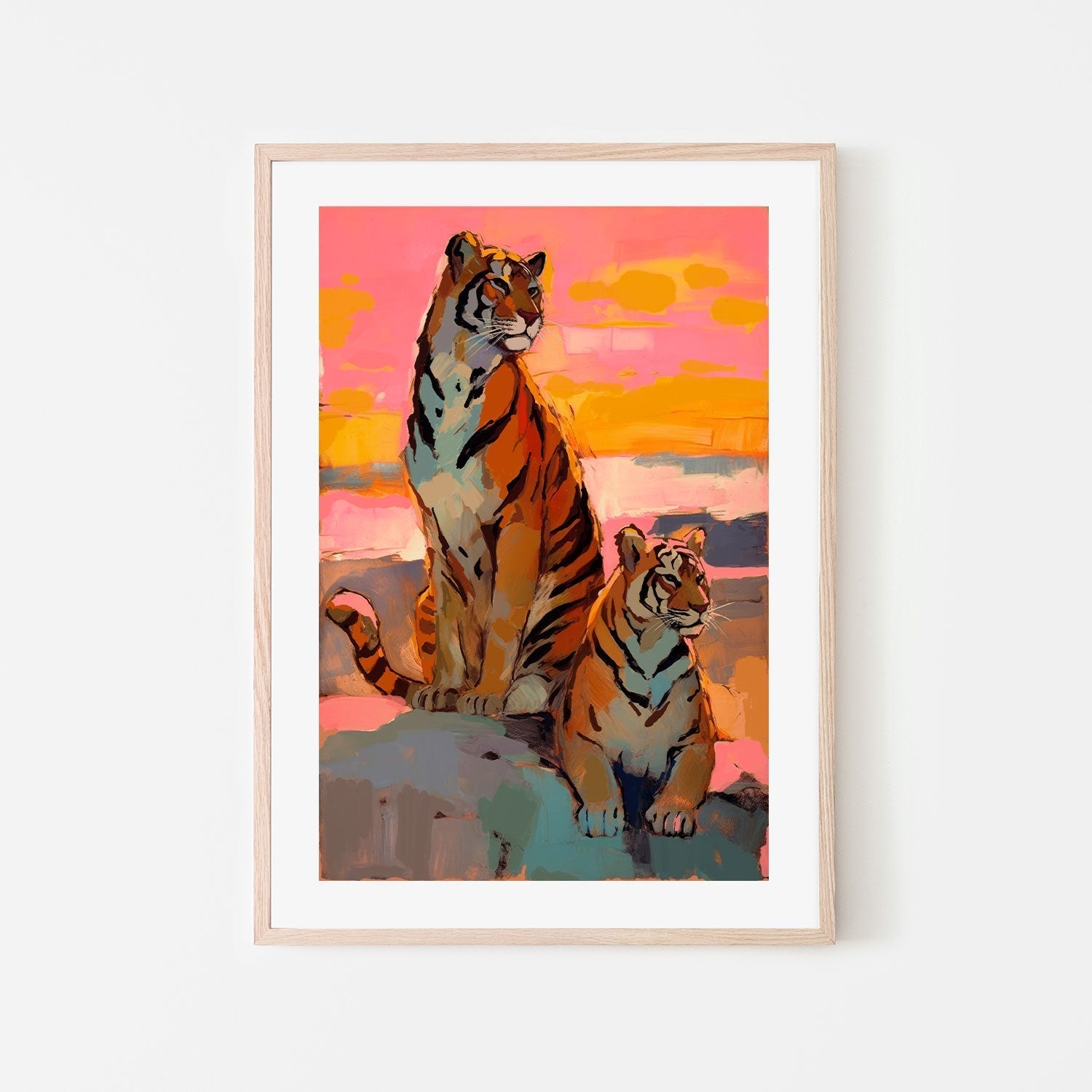 wall-art-print-canvas-poster-framed-Tigers At Sunset , By Treechild-GIOIA-WALL-ART
