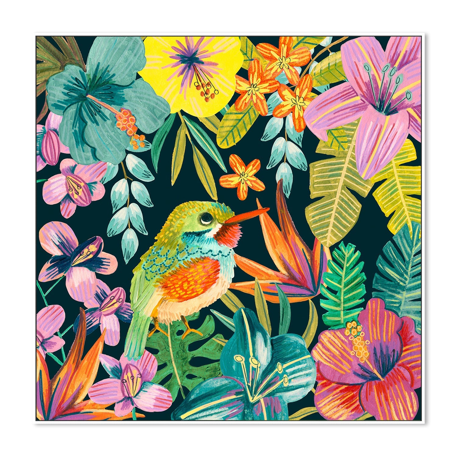 wall-art-print-canvas-poster-framed-Tropical Bird, Style A-5
