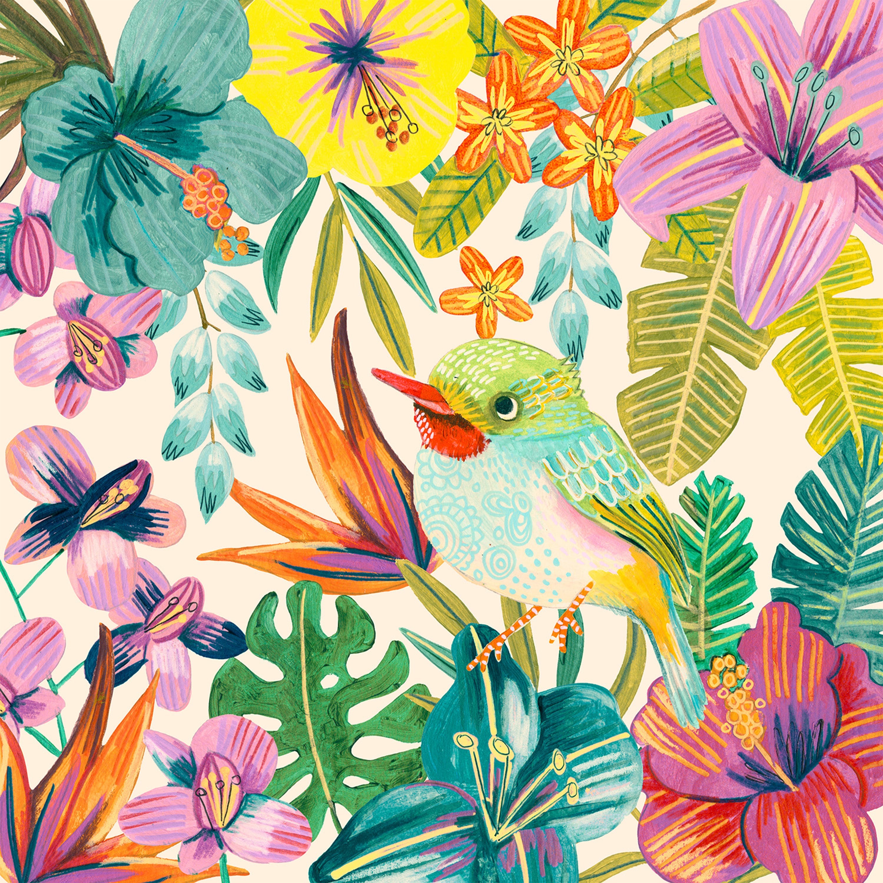 wall-art-print-canvas-poster-framed-Tropical Bird, Style B-1