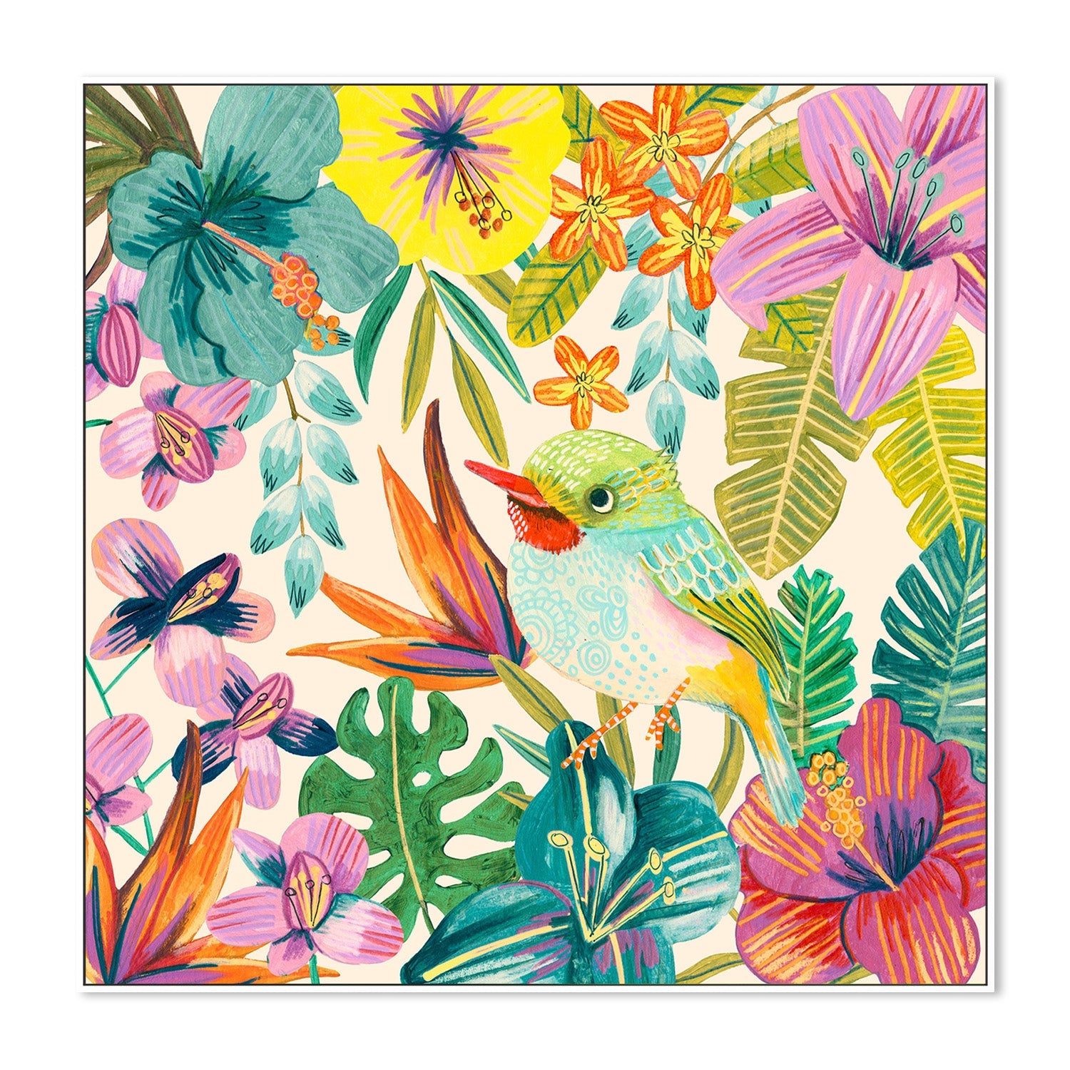 wall-art-print-canvas-poster-framed-Tropical Bird, Style B-5