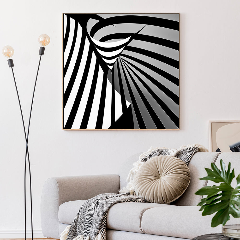 wall-art-print-canvas-poster-framed-Twisted Black And White Stripes , By Gilbert Claes-GIOIA-WALL-ART