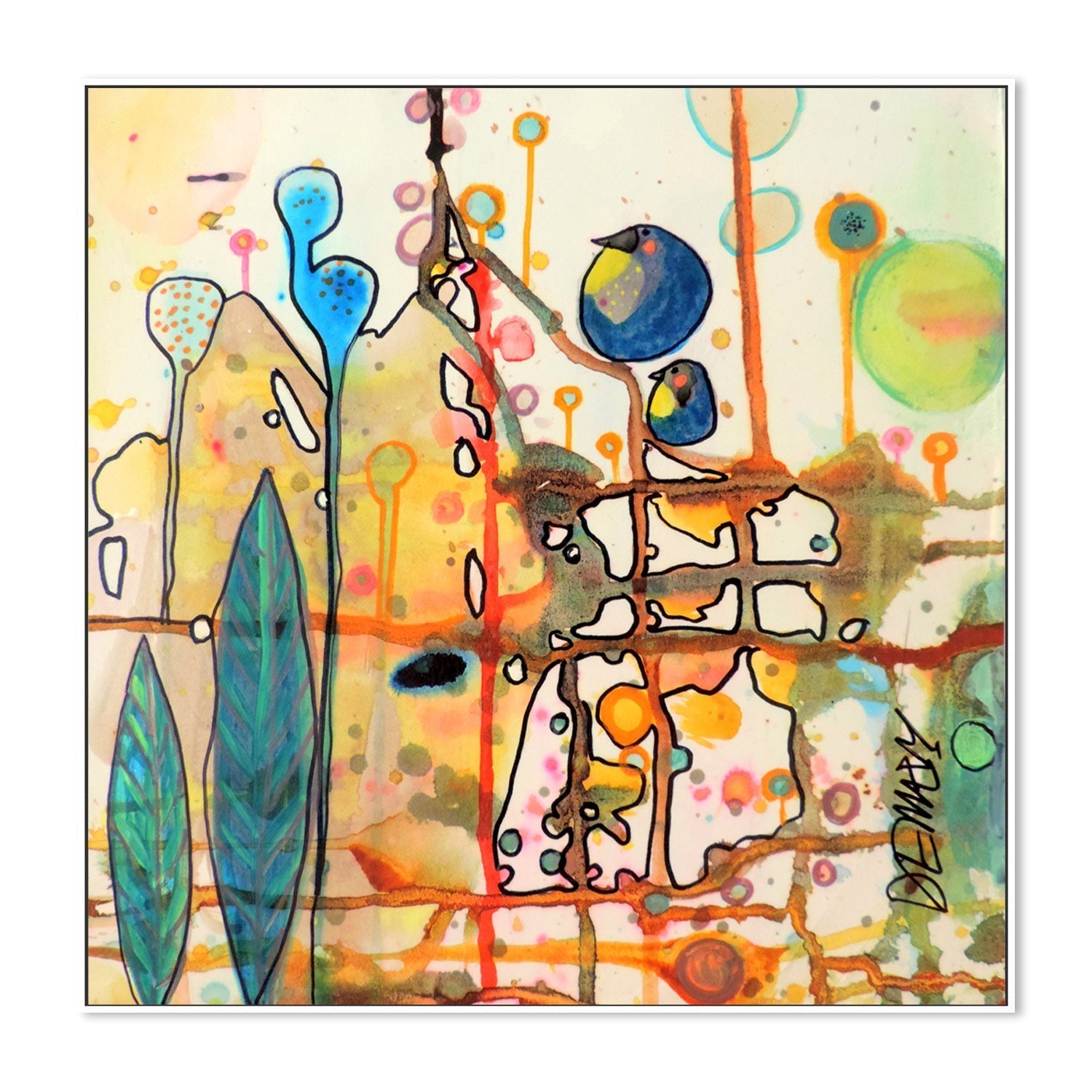 wall-art-print-canvas-poster-framed-Two Blue Birds-GIOIA-WALL-ART