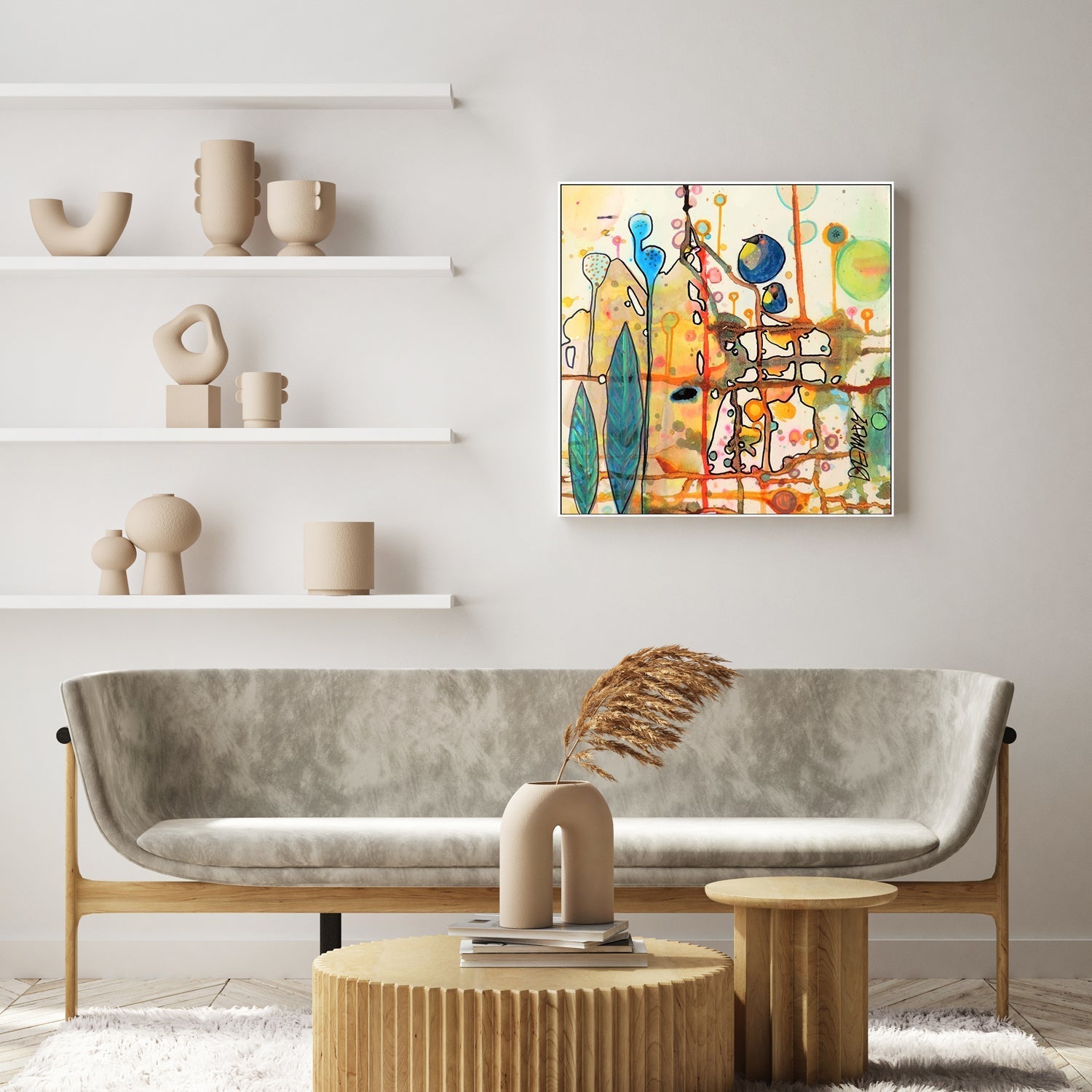 wall-art-print-canvas-poster-framed-Two Blue Birds-GIOIA-WALL-ART