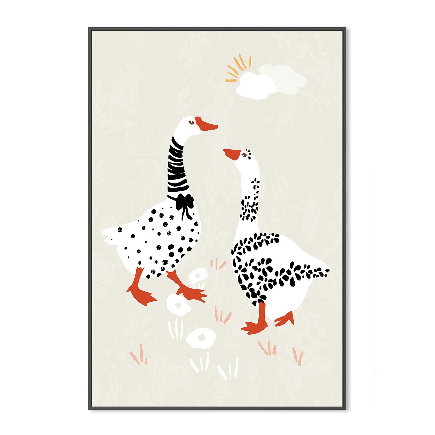 wall-art-print-canvas-poster-framed-Two Goose Friends In The Meadow-3