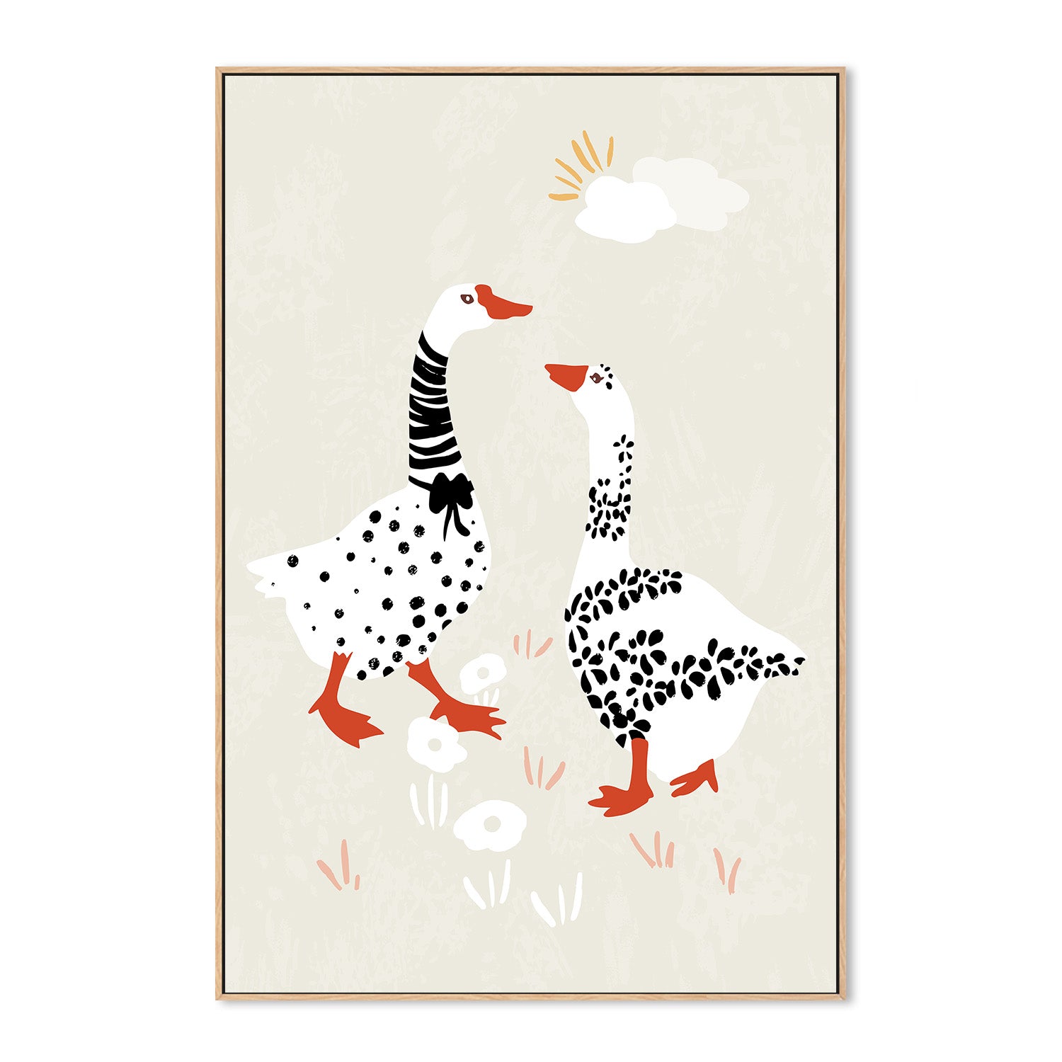 wall-art-print-canvas-poster-framed-Two Goose Friends In The Meadow-4