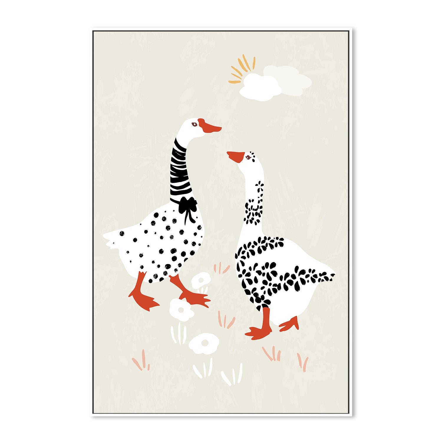 wall-art-print-canvas-poster-framed-Two Goose Friends In The Meadow-5