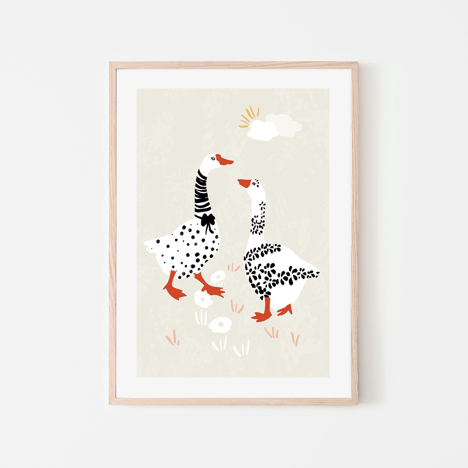wall-art-print-canvas-poster-framed-Two Goose Friends In The Meadow-6