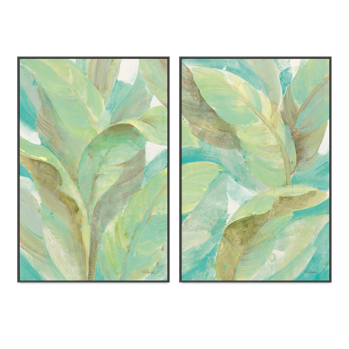 wall-art-print-canvas-poster-framed-Under the Palms, Style A & B, Set Of 2 , By Albena Hristova-GIOIA-WALL-ART