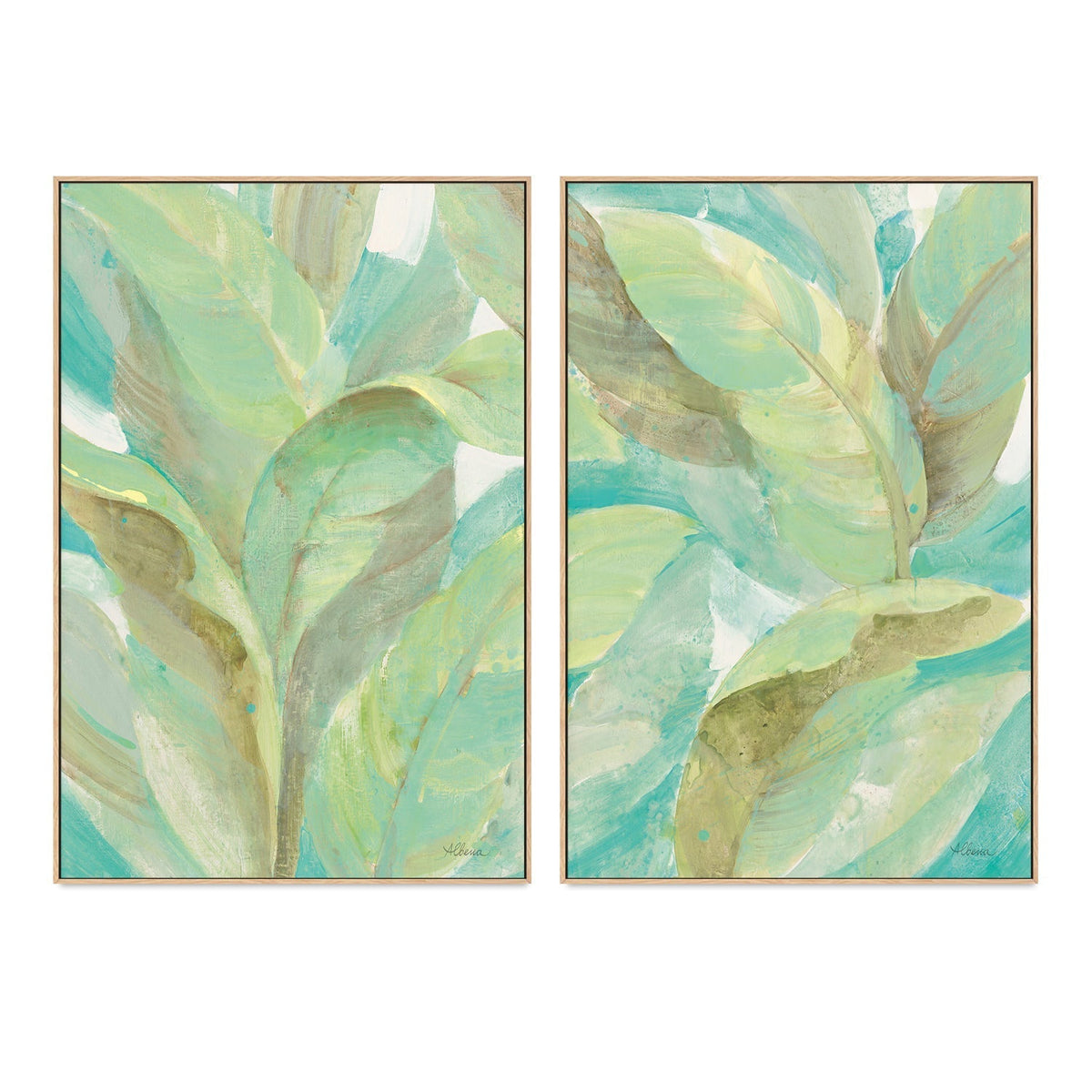 wall-art-print-canvas-poster-framed-Under the Palms, Style A & B, Set Of 2 , By Albena Hristova-GIOIA-WALL-ART