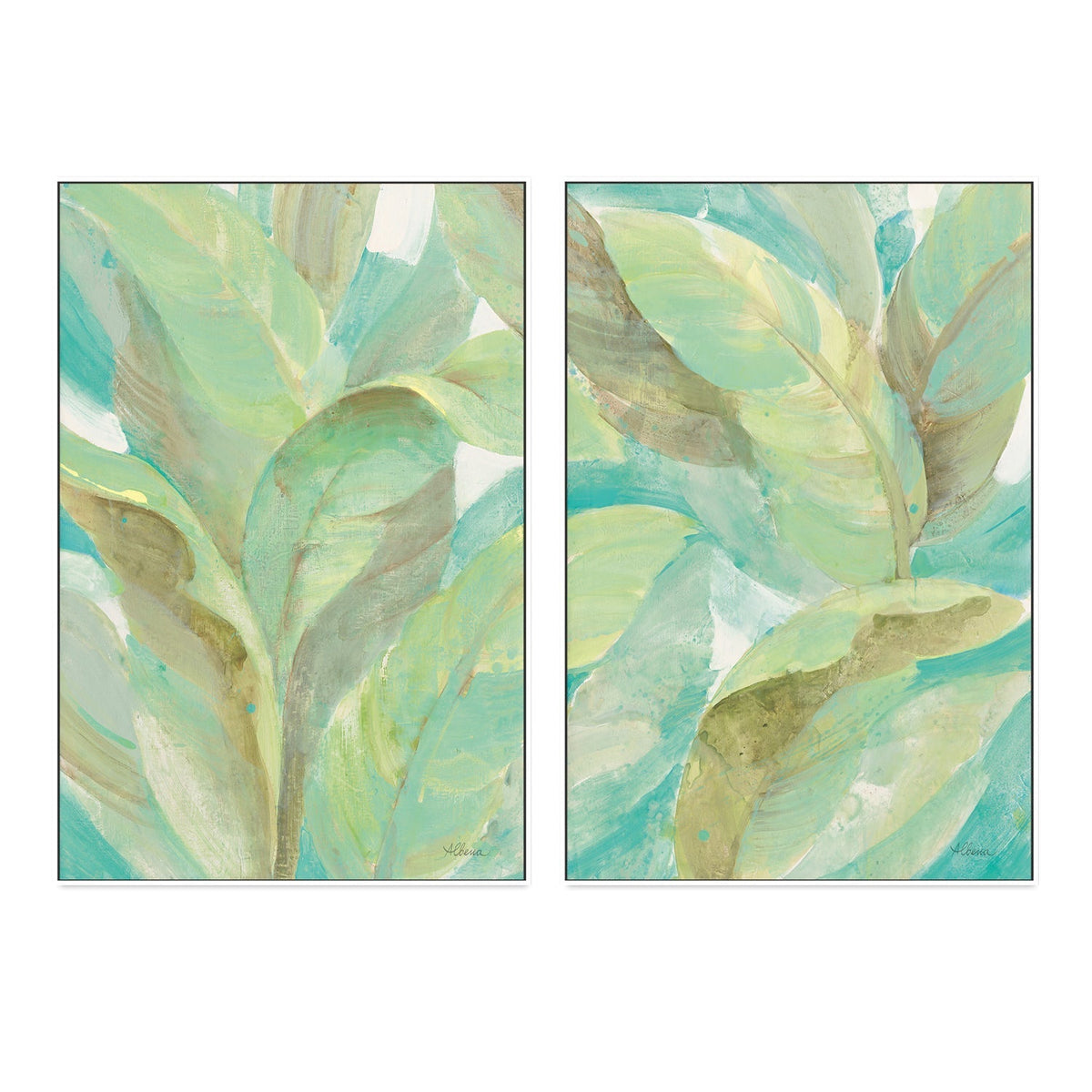 wall-art-print-canvas-poster-framed-Under the Palms, Style A & B, Set Of 2 , By Albena Hristova-GIOIA-WALL-ART
