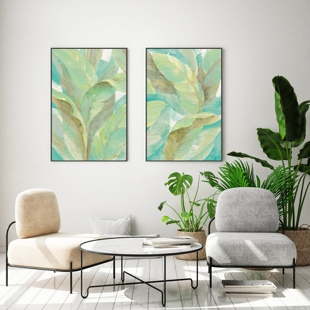 wall-art-print-canvas-poster-framed-Under the Palms, Style A & B, Set Of 2 , By Albena Hristova-GIOIA-WALL-ART