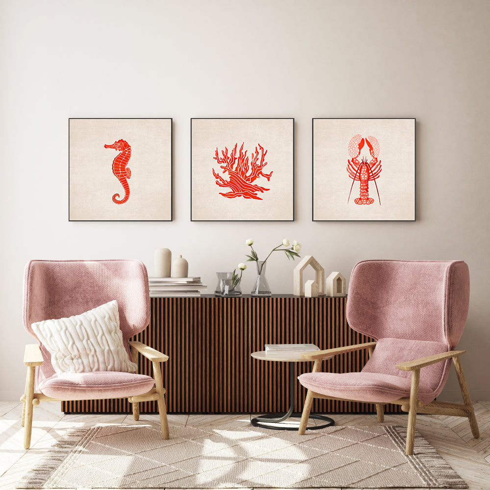 wall-art-print-canvas-poster-framed-Under The Sea, Set Of 3 , By Emel Tunaboylu-GIOIA-WALL-ART