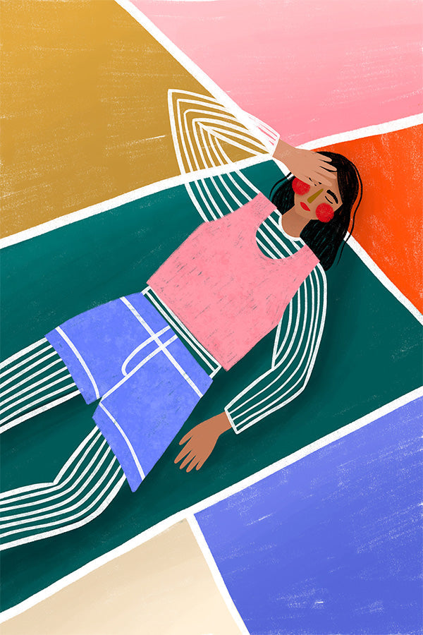wall-art-print-canvas-poster-framed-Vibrant Lady Resting-1