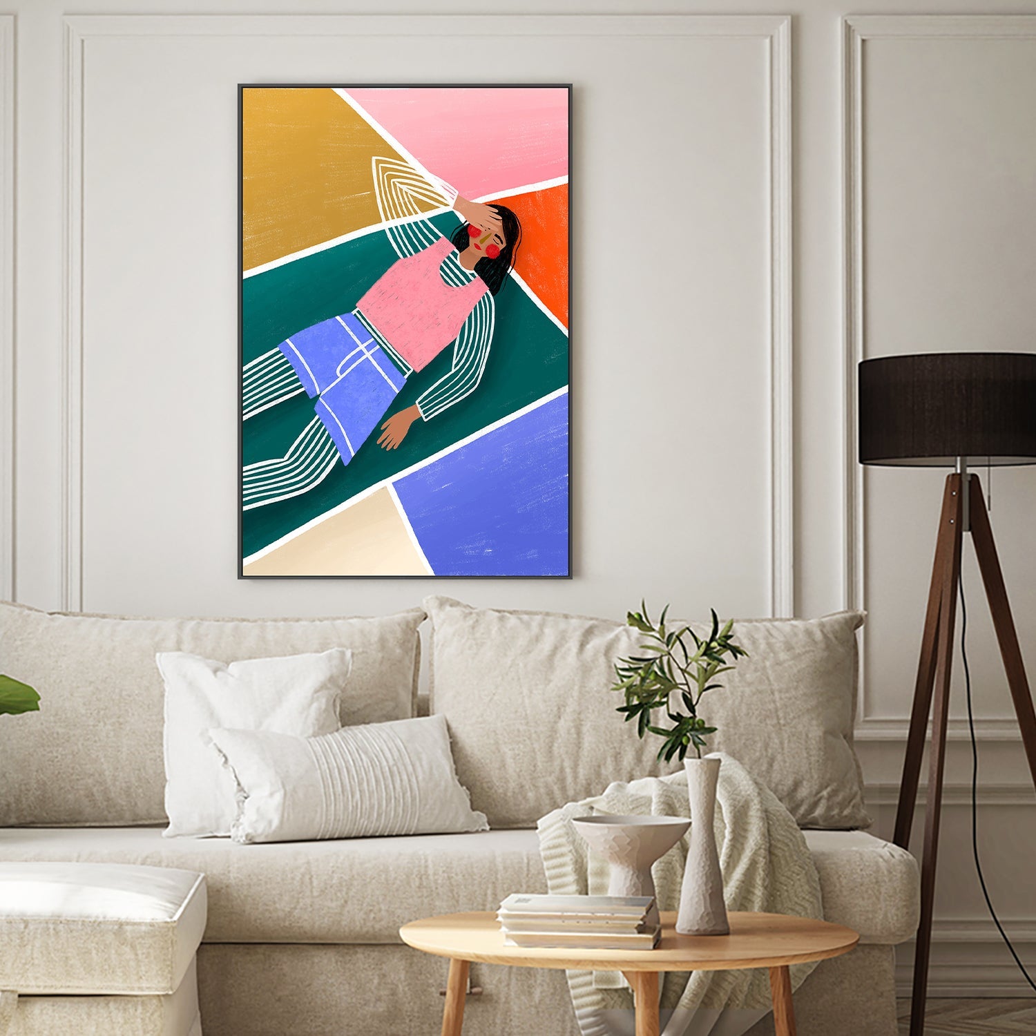 wall-art-print-canvas-poster-framed-Vibrant Lady Resting-2
