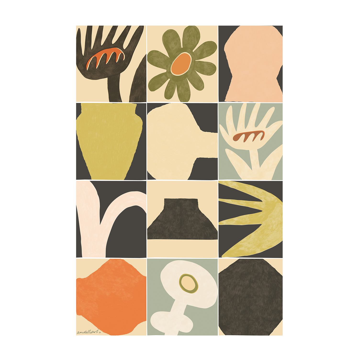 wall-art-print-canvas-poster-framed-Vintage Floral , By Andelle Art-1