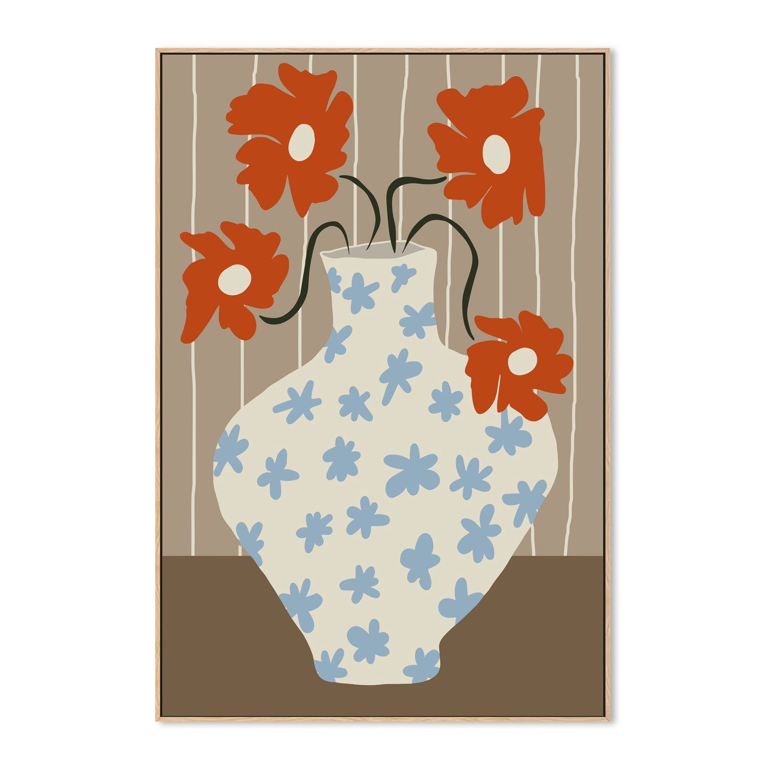 wall-art-print-canvas-poster-framed-Vintage Floral Pottery , By Miho Art Studio-4