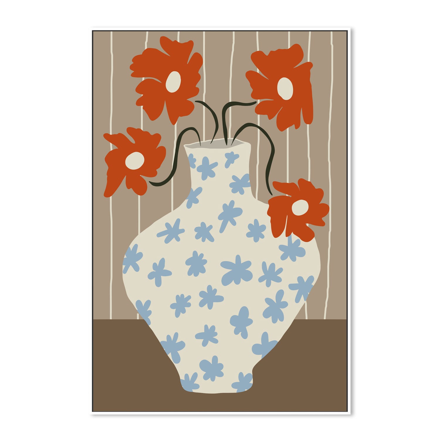 wall-art-print-canvas-poster-framed-Vintage Floral Pottery , By Miho Art Studio-5