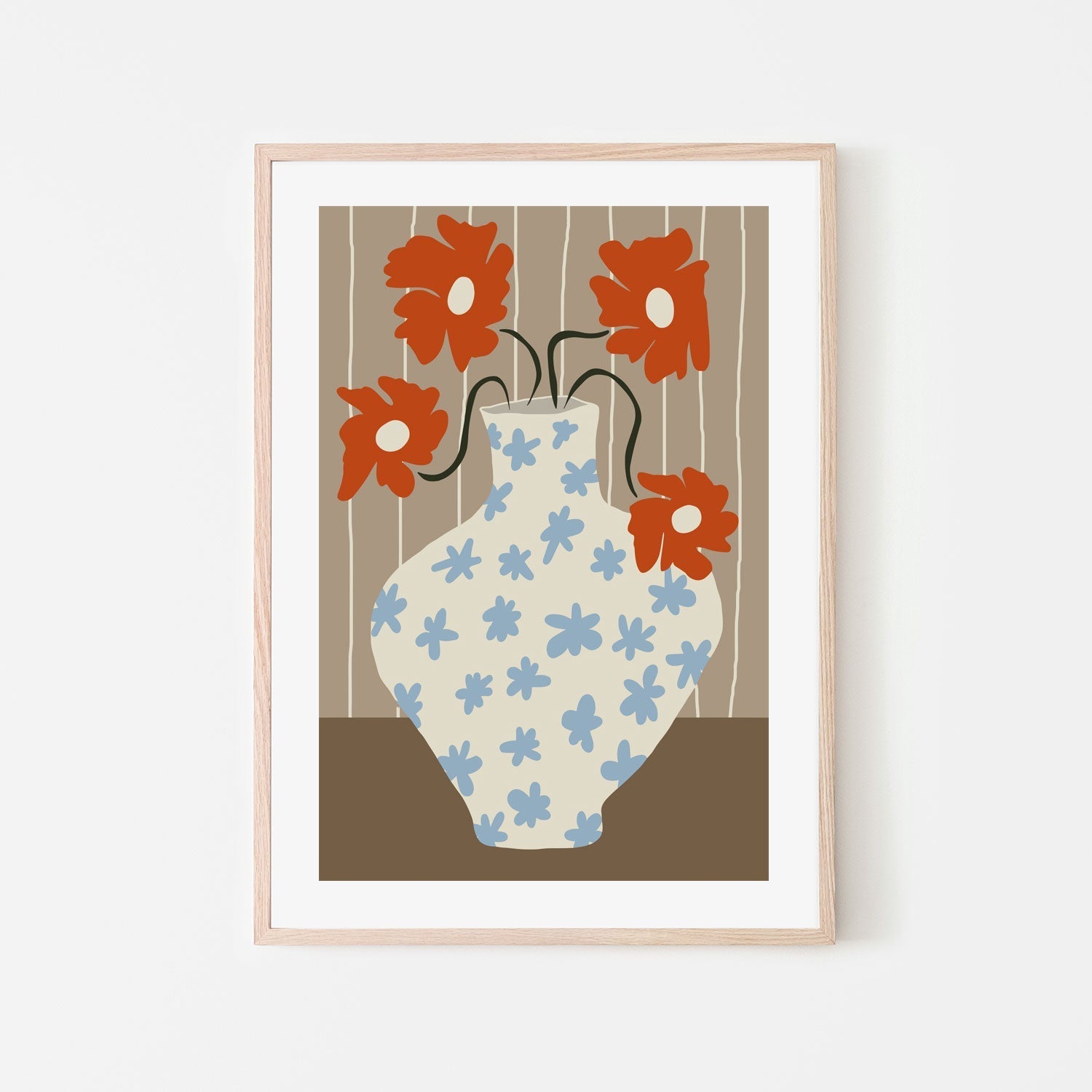 wall-art-print-canvas-poster-framed-Vintage Floral Pottery , By Miho Art Studio-6