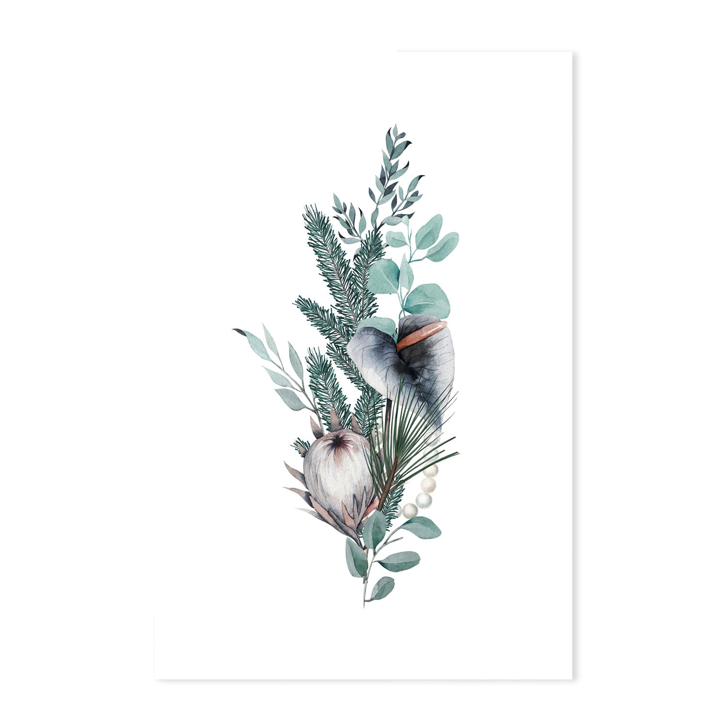 wall-art-print-canvas-poster-framed-Vintage Floral, Style A, B & C, Set Of 3-GIOIA-WALL-ART