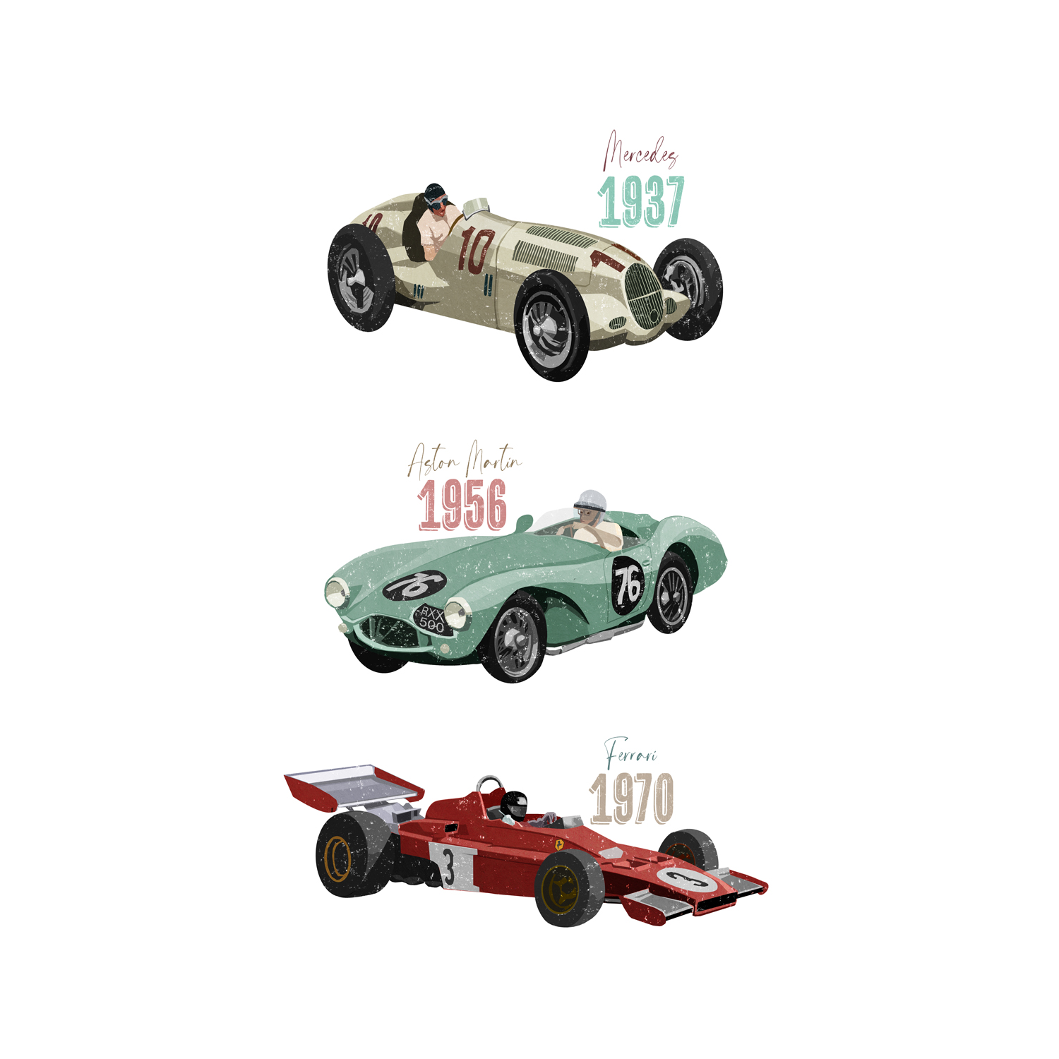 wall-art-print-canvas-poster-framed-Vintage Racecars, By Goed Blauw-GIOIA-WALL-ART