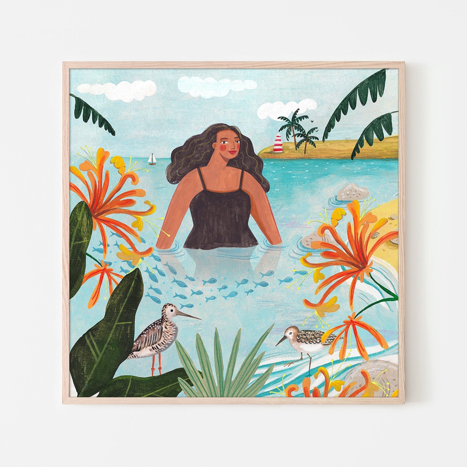 wall-art-print-canvas-poster-framed-Walking in the sea-6