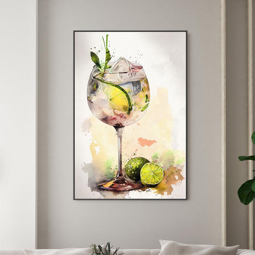 wall-art-print-canvas-poster-framed-Watercolor Gin Tonic-2