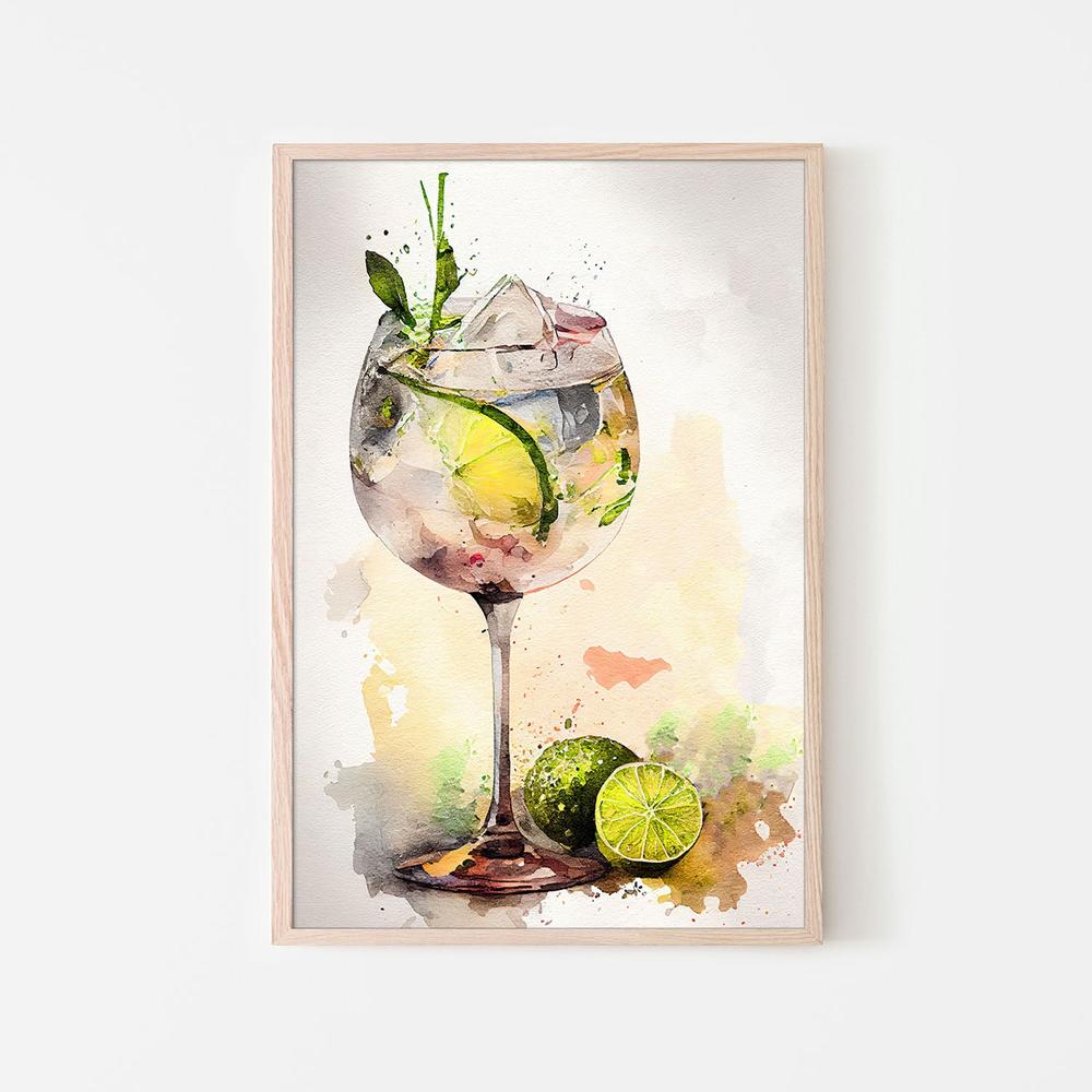 wall-art-print-canvas-poster-framed-Watercolor Gin Tonic-6