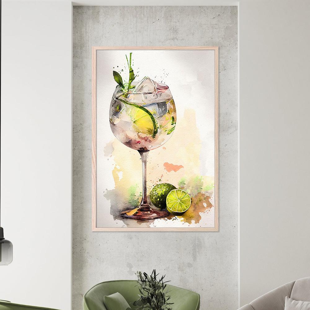 wall-art-print-canvas-poster-framed-Watercolor Gin Tonic-7