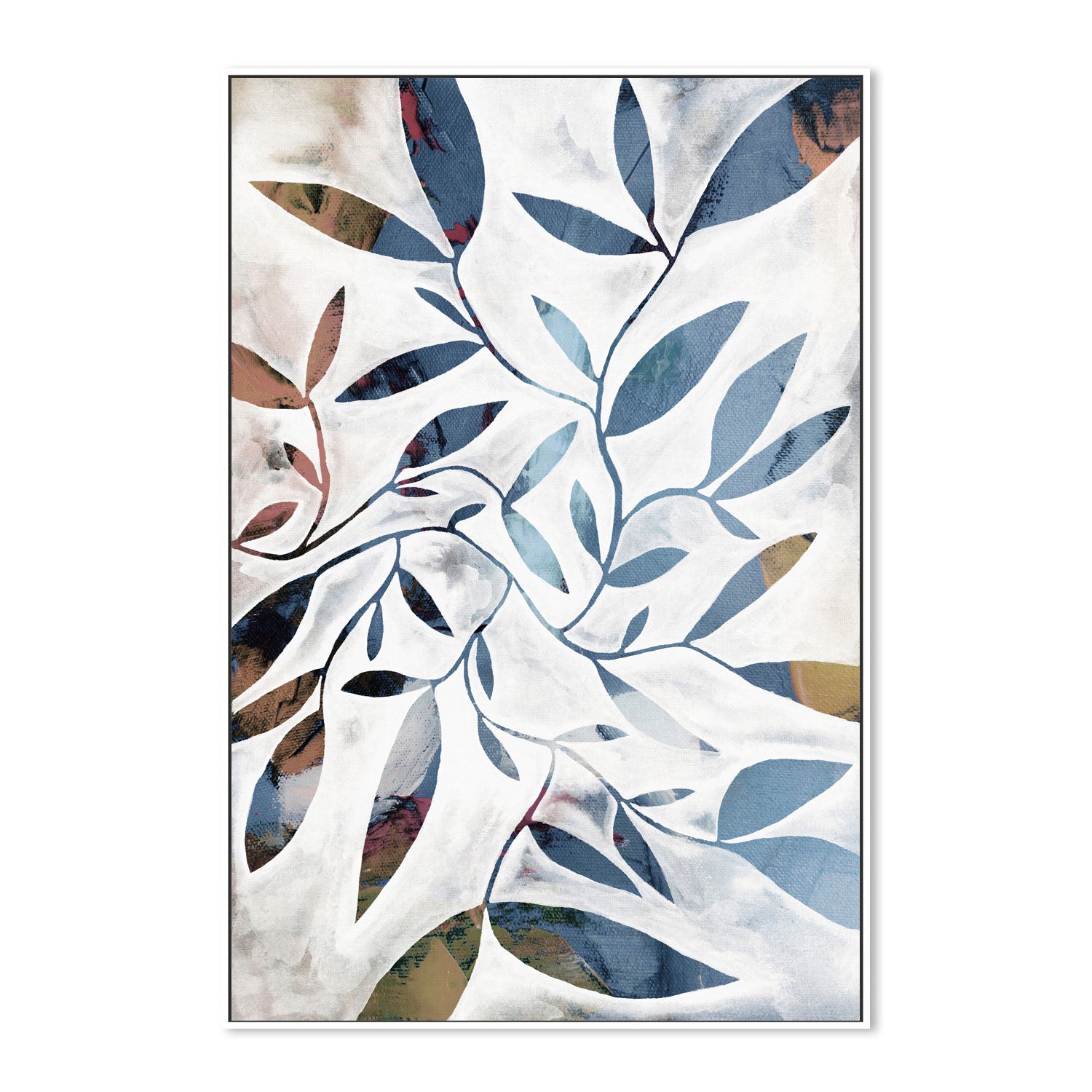 wall-art-print-canvas-poster-framed-Watercolour Leaves Blue , By Dear Musketeer Studio-5