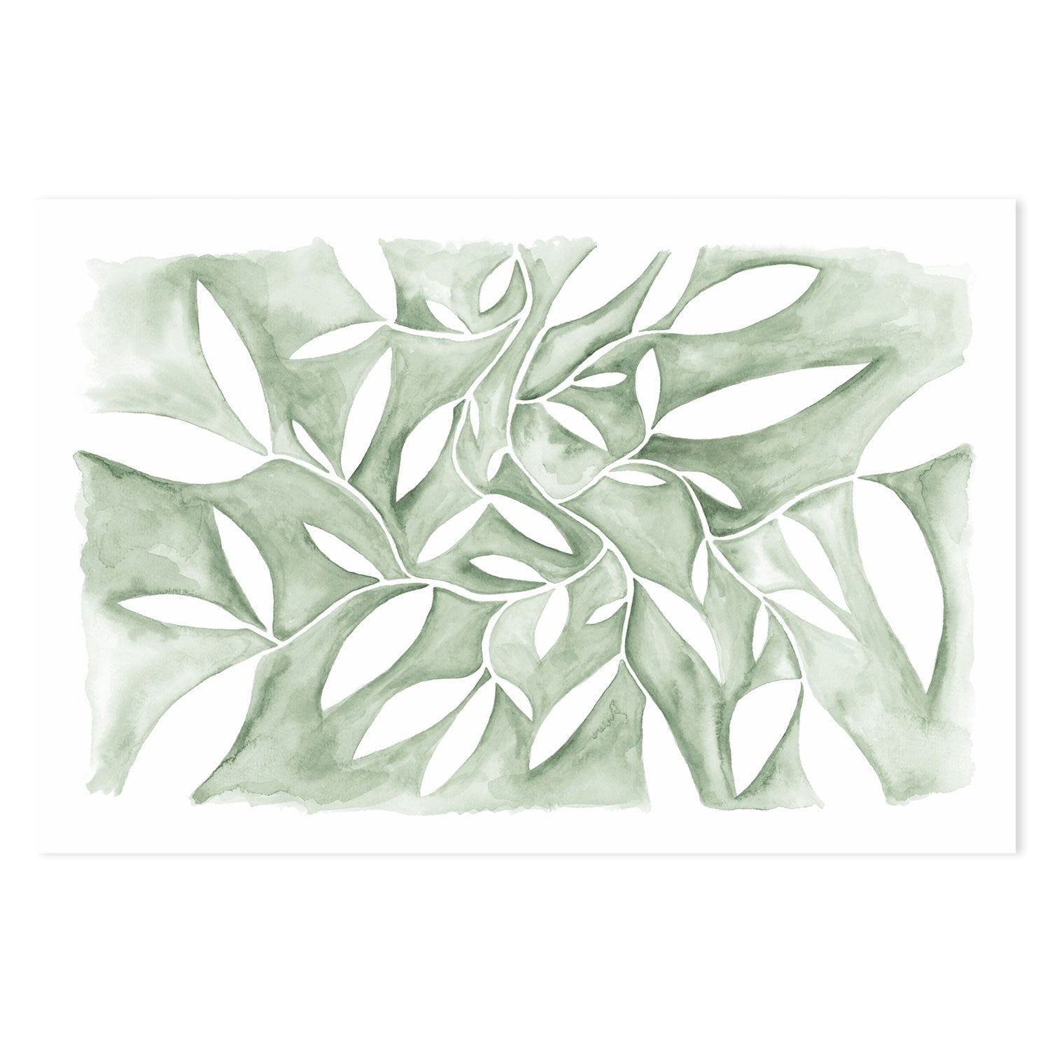 wall-art-print-canvas-poster-framed-Watercolour Leaves Green-by-Dear Musketeer Studio-Gioia Wall Art