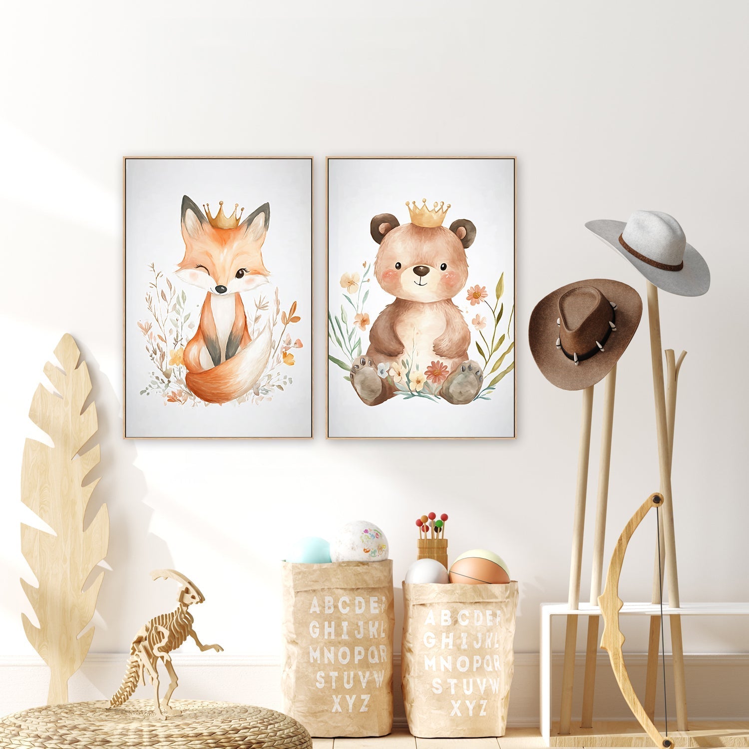 wall-art-print-canvas-poster-framed-Whimsical Baby Animals , Style B & C , Set Of 2 , By Accent Art Studio-2
