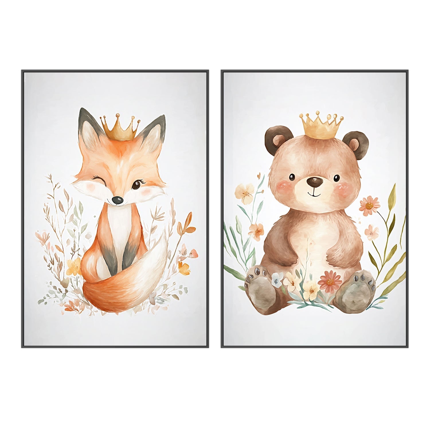 wall-art-print-canvas-poster-framed-Whimsical Baby Animals , Style B & C , Set Of 2 , By Accent Art Studio-3