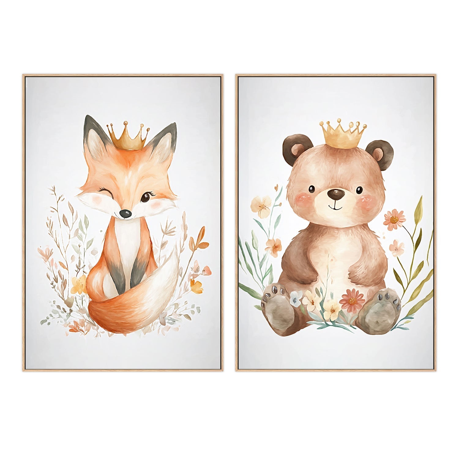 wall-art-print-canvas-poster-framed-Whimsical Baby Animals , Style B & C , Set Of 2 , By Accent Art Studio-4
