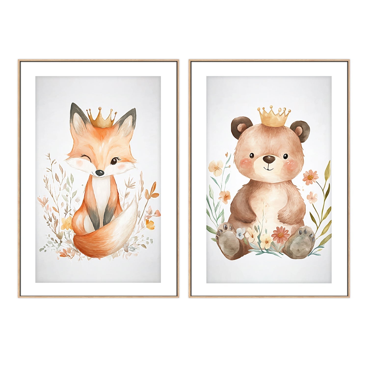wall-art-print-canvas-poster-framed-Whimsical Baby Animals , Style B & C , Set Of 2 , By Accent Art Studio-6