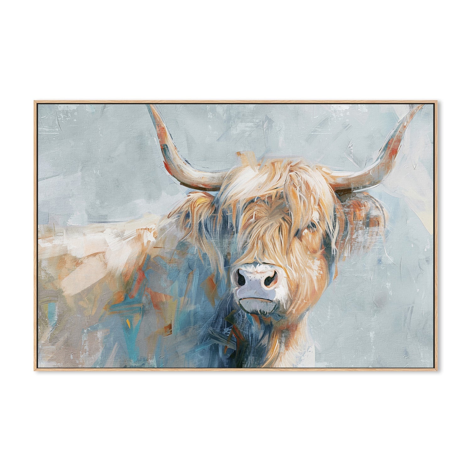 wall-art-print-canvas-poster-framed-Whimsical Highland Cow, Style A-4