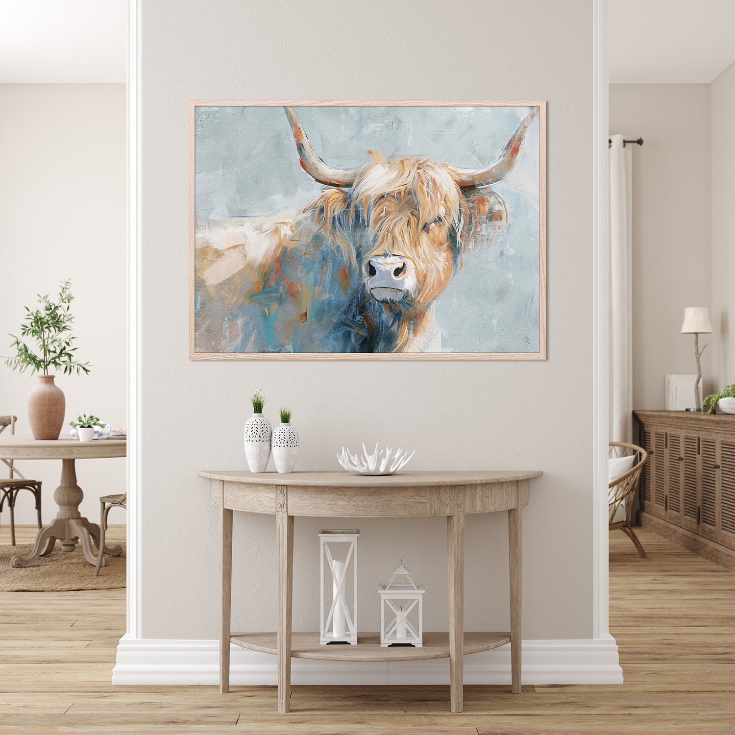 wall-art-print-canvas-poster-framed-Whimsical Highland Cow, Style A-8