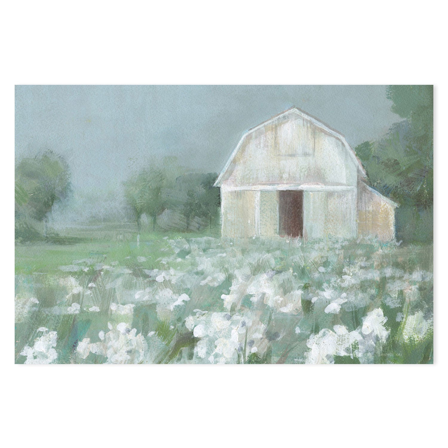 wall-art-print-canvas-poster-framed-White Barn Meadow-by-Danhui Nai-Gioia Wall Art