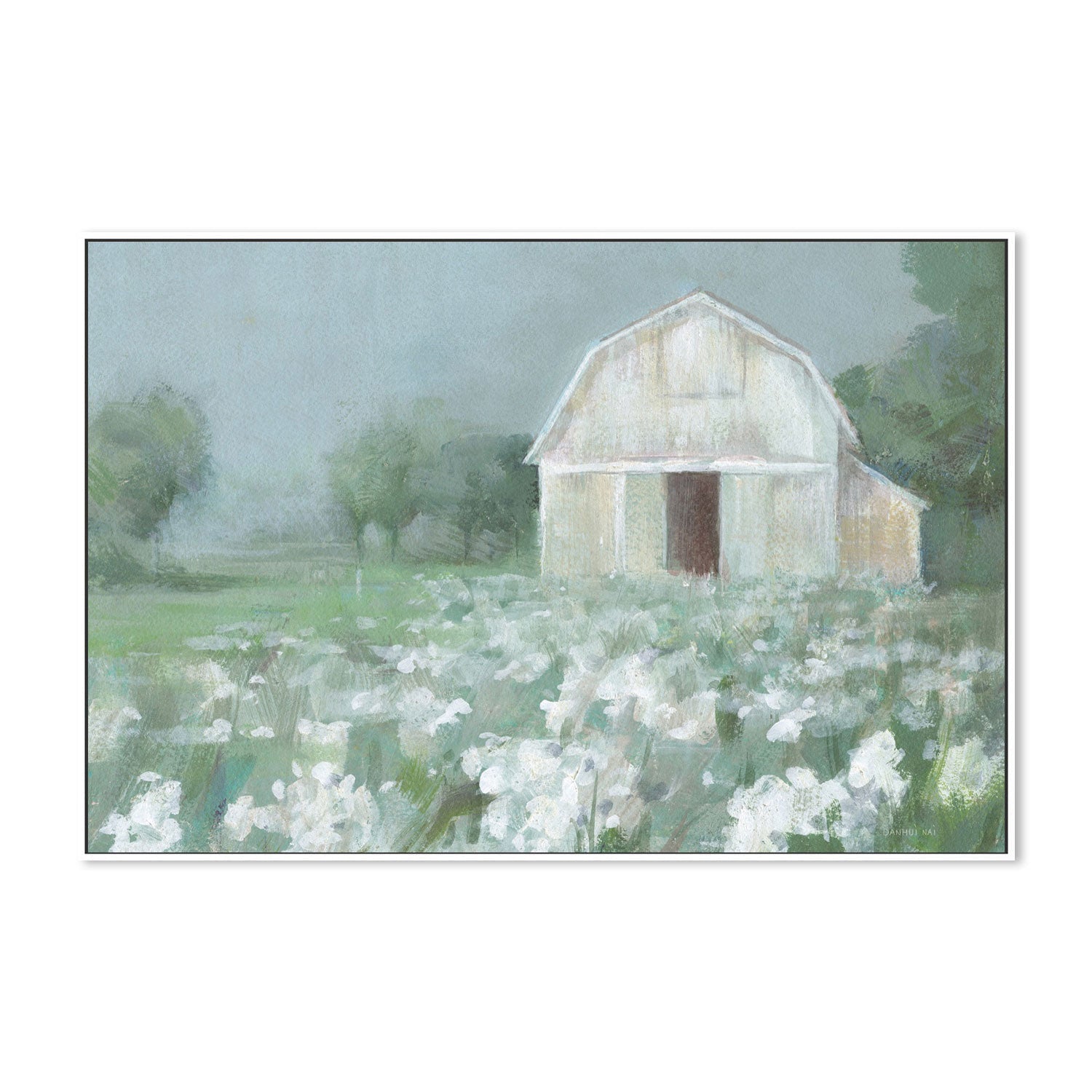 wall-art-print-canvas-poster-framed-White Barn Meadow-by-Danhui Nai-Gioia Wall Art