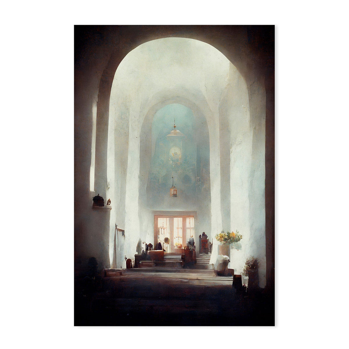 wall-art-print-canvas-poster-framed-White Church , By Treechild-GIOIA-WALL-ART
