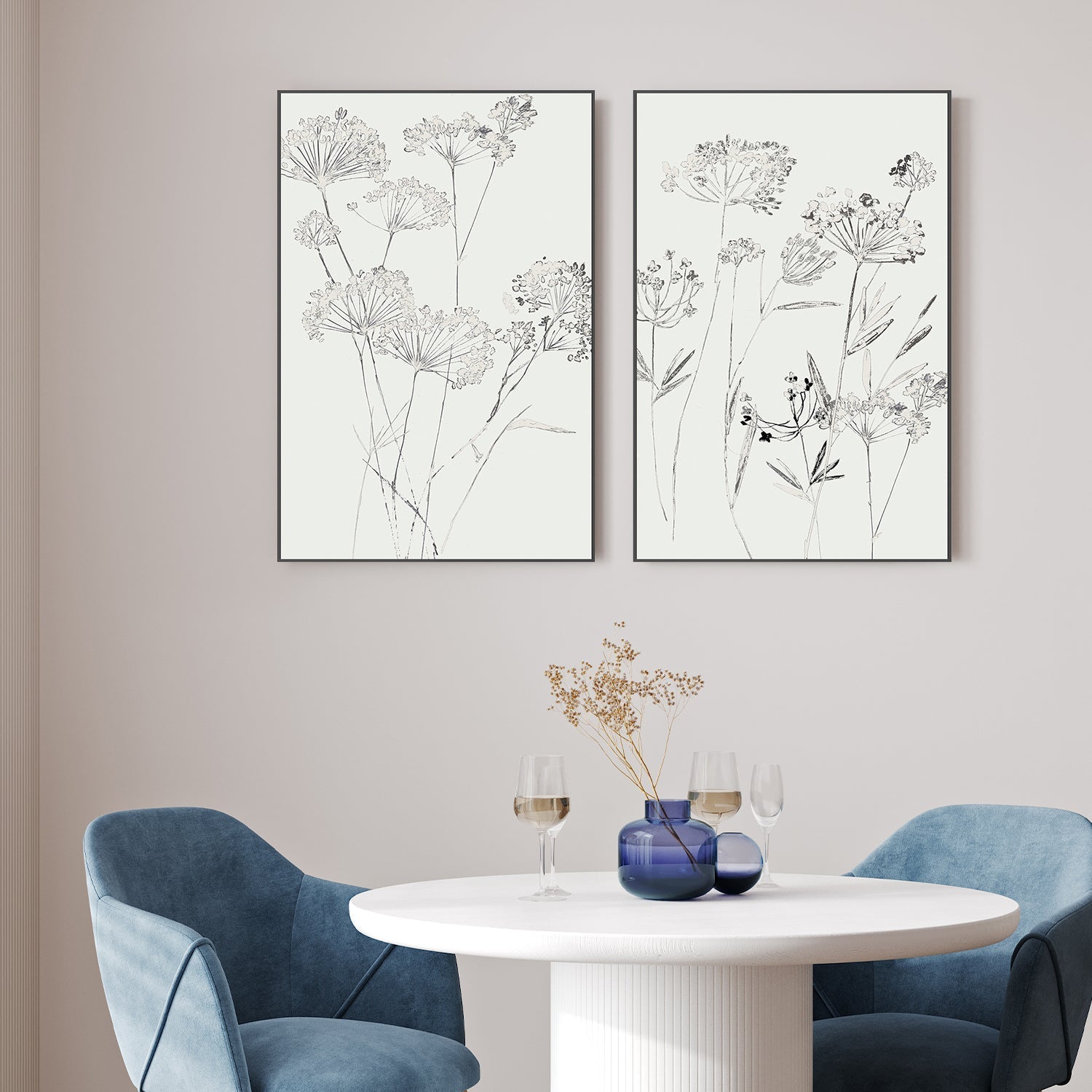wall-art-print-canvas-poster-framed-White Delicate, Style A & B, Set Of 2 , By Asia Jensen-2
