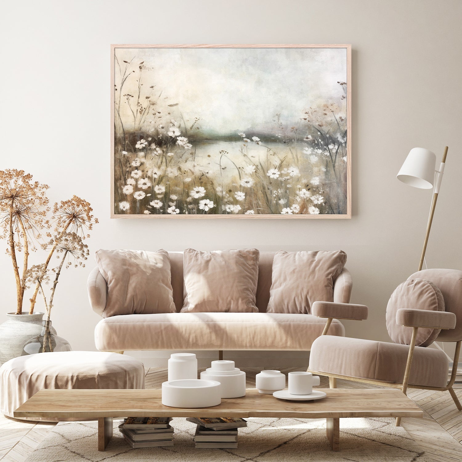 wall-art-print-canvas-poster-framed-White Flower Field, Style B-8